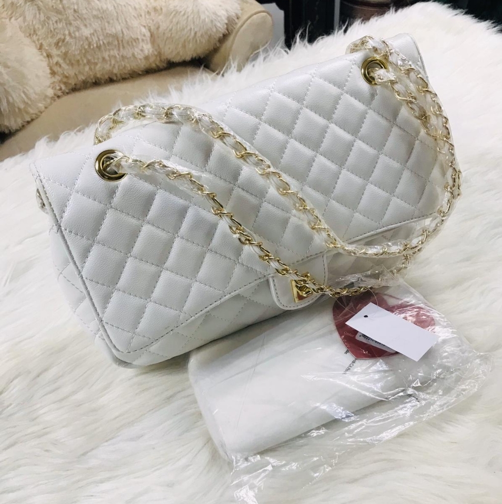 🆕️2PC Ivory Quilted Wallet Set Inspired handbag